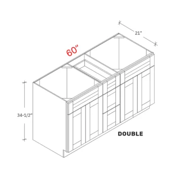 60 double vanity combo cabinet width 60