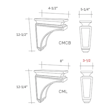 Corbells width 3-1/2w