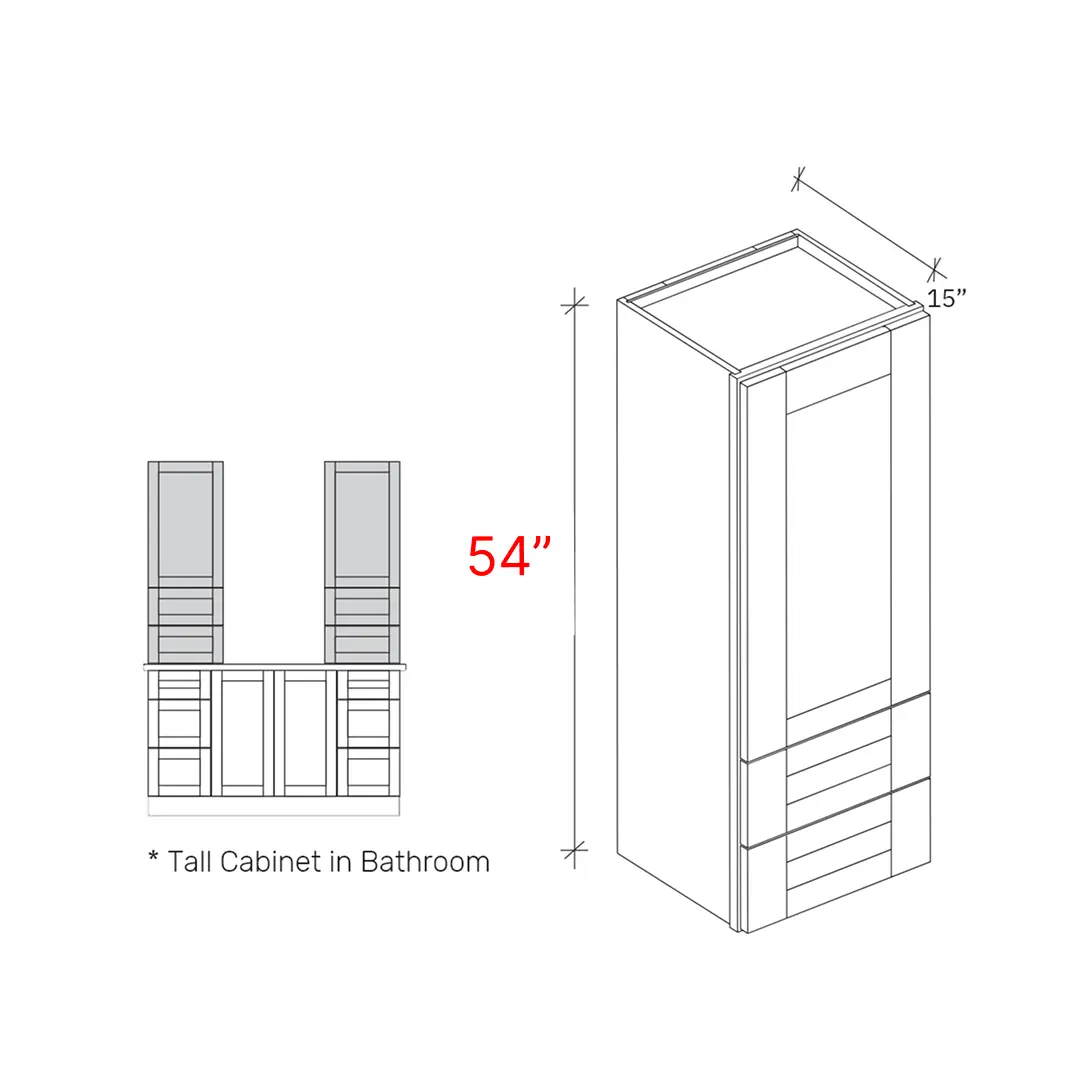 Wall counter cabinets width 18W , Height 54H