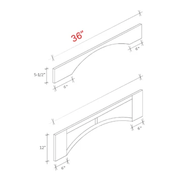Shaker White 36w X 5 1 2h Arch Valance