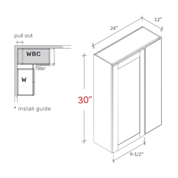 Blind corner wall cabinets width 24w