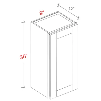 Shaker White 09"w X 36"h Wall Cabinet