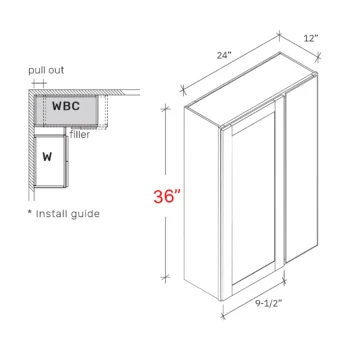 Shaker White 24w X 36h Blind Corner Cabinet