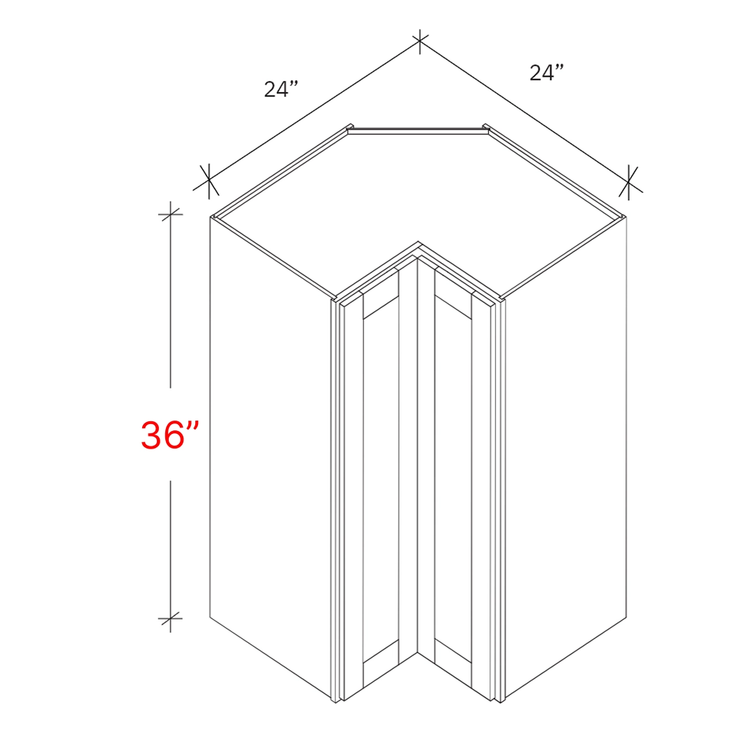Shaker White 24w X 36h Pie Cut EZ Reach Corner