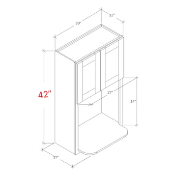 Shaker White 30 X 42 Wall Microwave Cabinet w Shelf