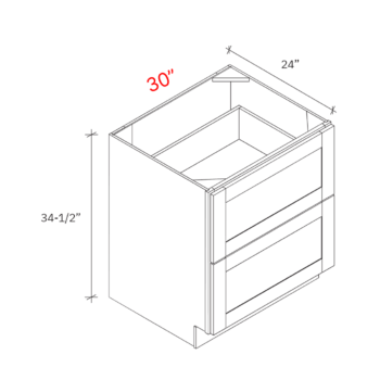Shaker White 30w Drawer Pack Base Cabinet w2 Drawers