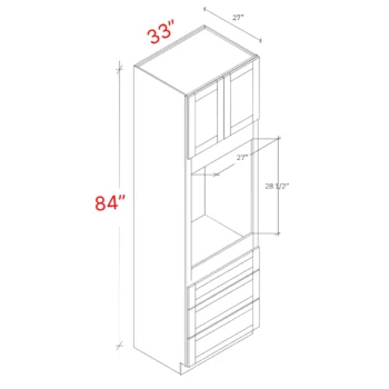 Shaker White 33w X 84h X 27d Oven Cabinet Opening 27w X 28