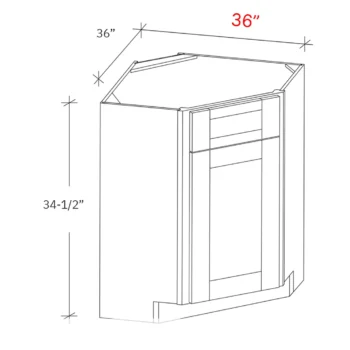 Shaker White 36"w Diagonal Corner Sink Base