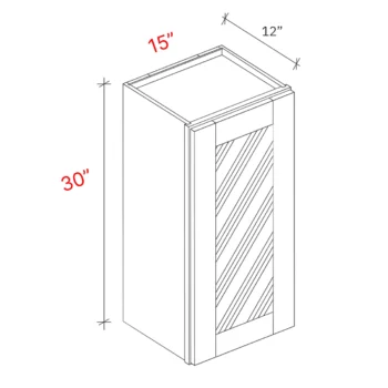 wall cabinet one door width 15Wx30Hx12D