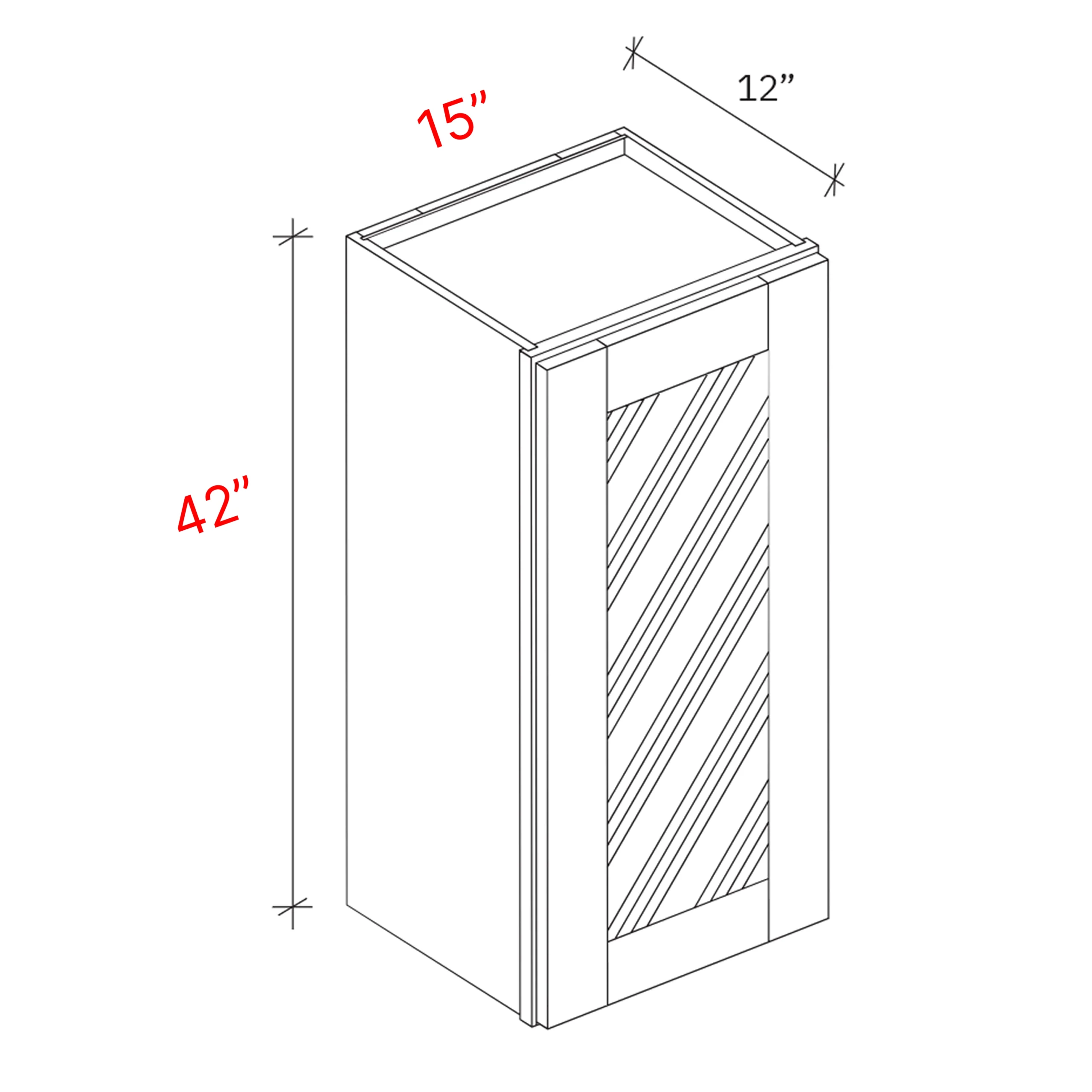 wall cabinet one door width 15Wx42Hx12D