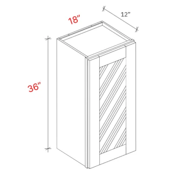 wall cabinet one door width 18Wx36Hx12D