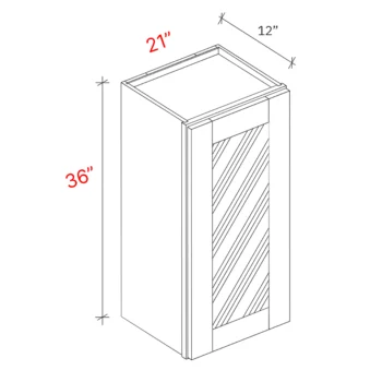 wall cabinet one door width 21Wx36Hx12D