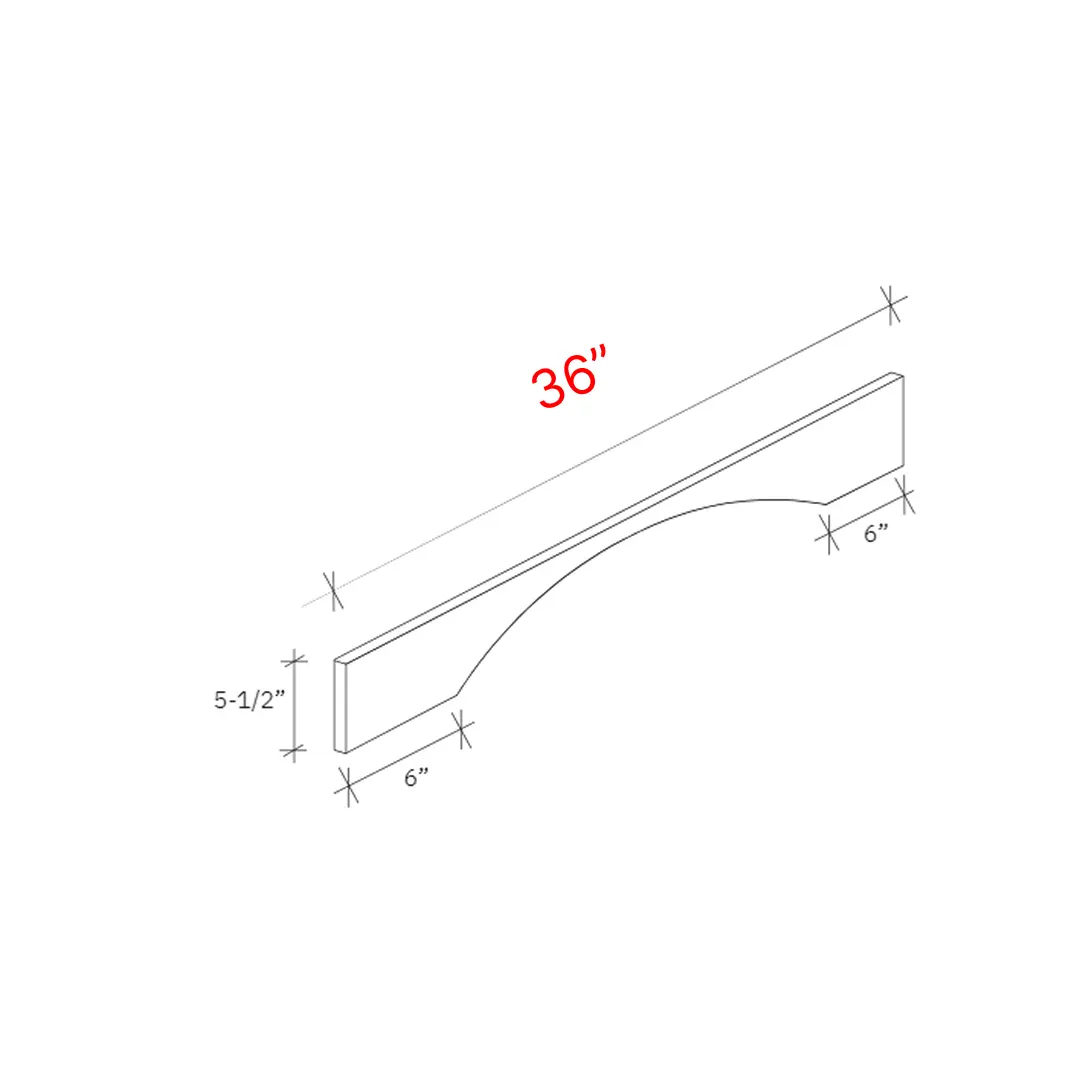Shaker Grey 36"w X 5 1/2"h Arch Valance