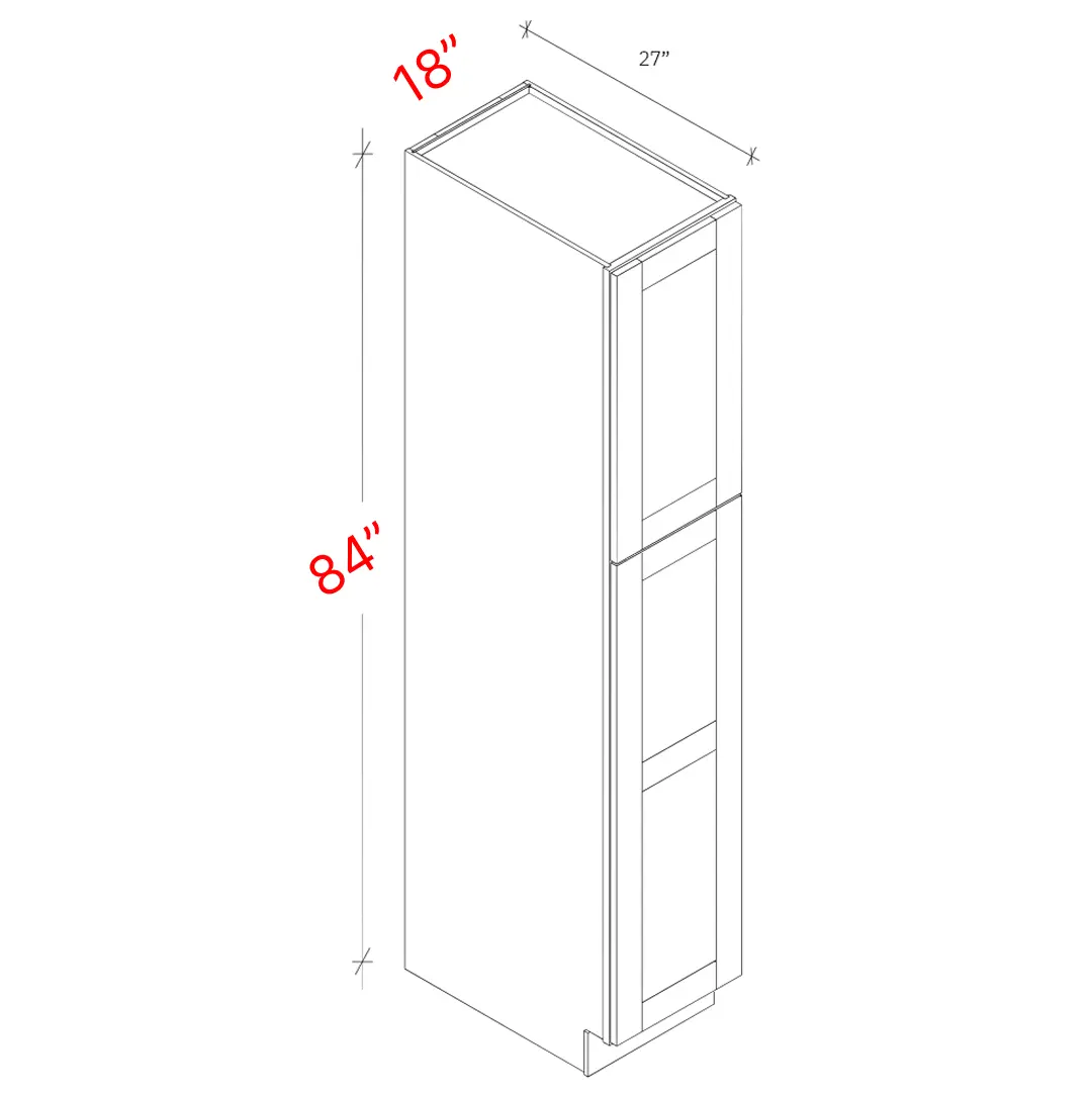Shaker Grey 18_w X 84_h X 27_d Pantry Cabinet (No Roll Trays Included)