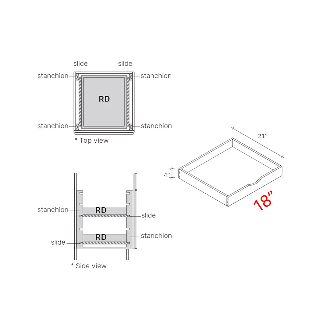 Shaker Grey 18″ Roll Out Tray