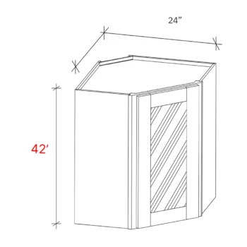 Shaker Grey 24_w X 42_h Clear Glass Door Diagonal Corner Wall Cabinet (Matching Interior) (1)