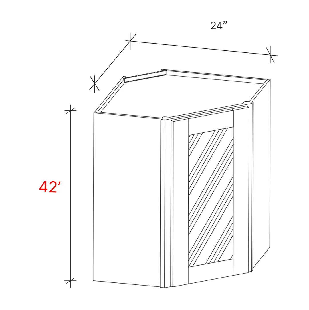 Shaker Grey 24_w X 42_h Clear Glass Door Diagonal Corner Wall Cabinet (Matching Interior) (1)