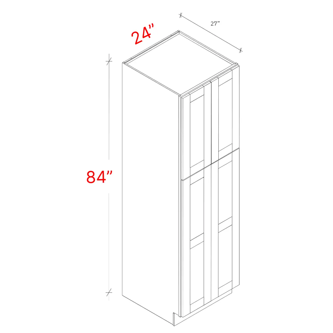 Shaker Grey 24_w X 84_h X 27_d Pantry Cabinet (No Roll Trays Included)