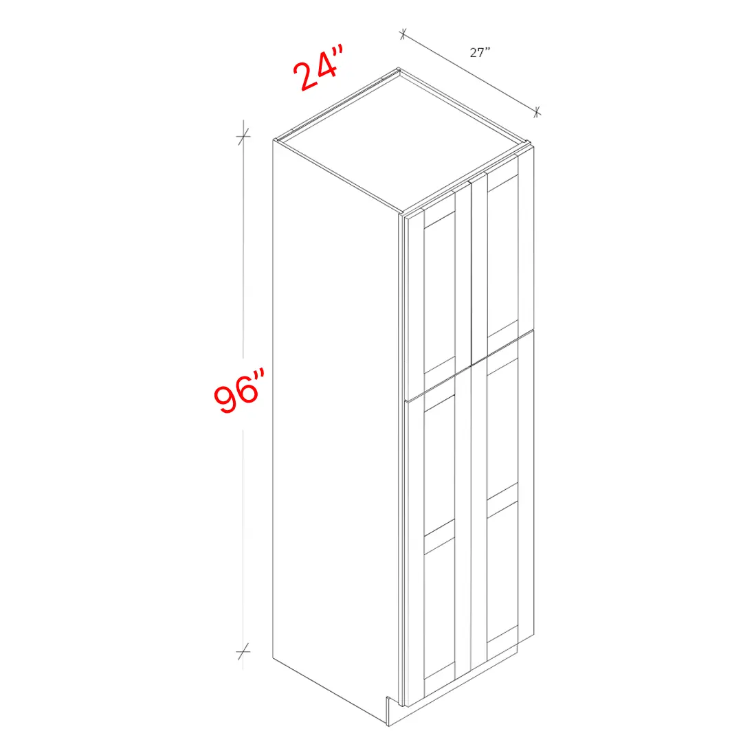 Shaker Grey 24_w X 96_h X 27_d Pantry Cabinet (No Roll Trays Included)