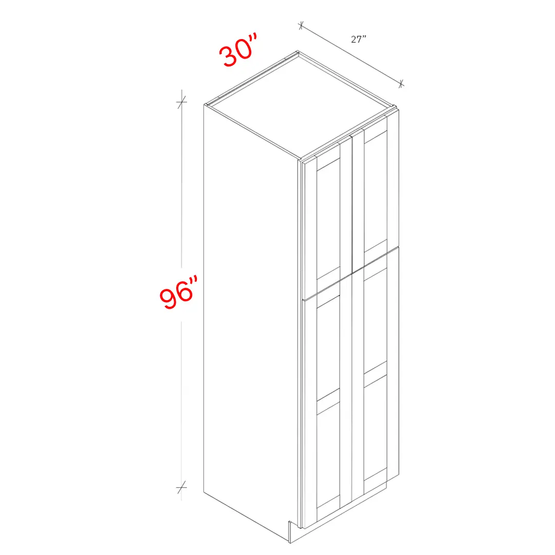 Shaker Grey 30_w X 96_h X 27_d Pantry Cabinet (No Roll Trays Included)