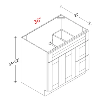 Shaker Grey 36_w Vanity Combo Sink (Drawers Right)