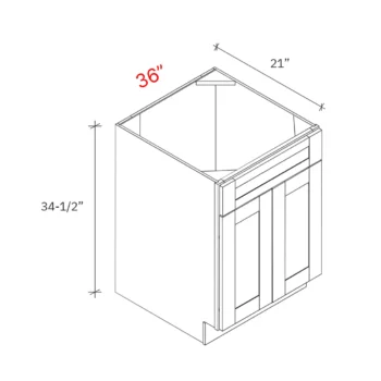 Shaker Grey 36_w Vanity Sink Base