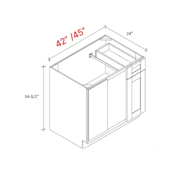 Shaker Grey 39_w Blind Base Corner - Fills 42-45_ Space (3_ Min - 6_ Max Pull)