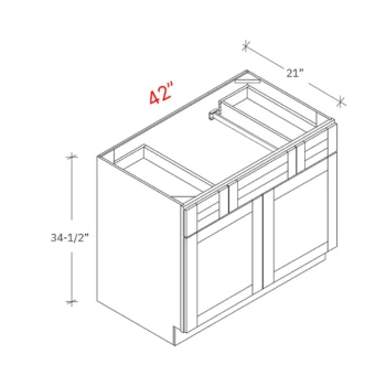 Shaker Grey 42_w Vanity Sink Base - (Two Top Drawers)