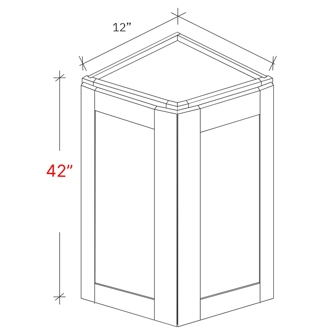 Shaker Natural 12_ X 42_ Wall Angled End Cabinet