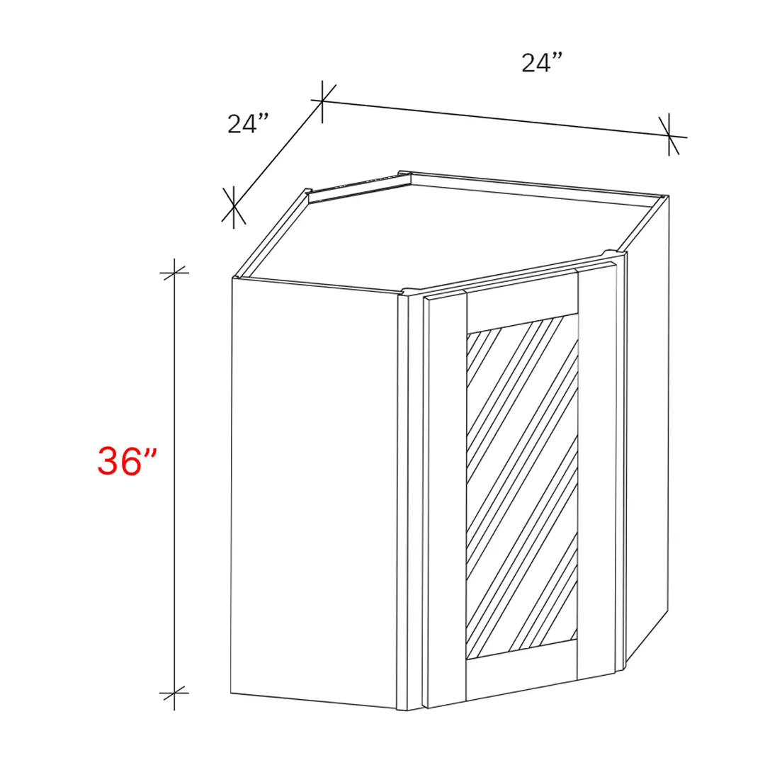 Shaker Natural 24_w X 36_h Clear Glass Door Diagonal Corner Wall Cabinet (Matching Interior)