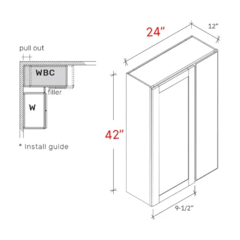 Shaker Natural 24"w X 42"h Blind Corner Cabinet