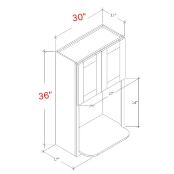 Shaker Natural 30 X 36 Wall Microwave Cabinet (w Shelf))