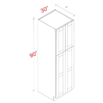 Shaker Natural 30"w X 90"h X 27"d Pantry Cabinet (No Roll Trays Included)