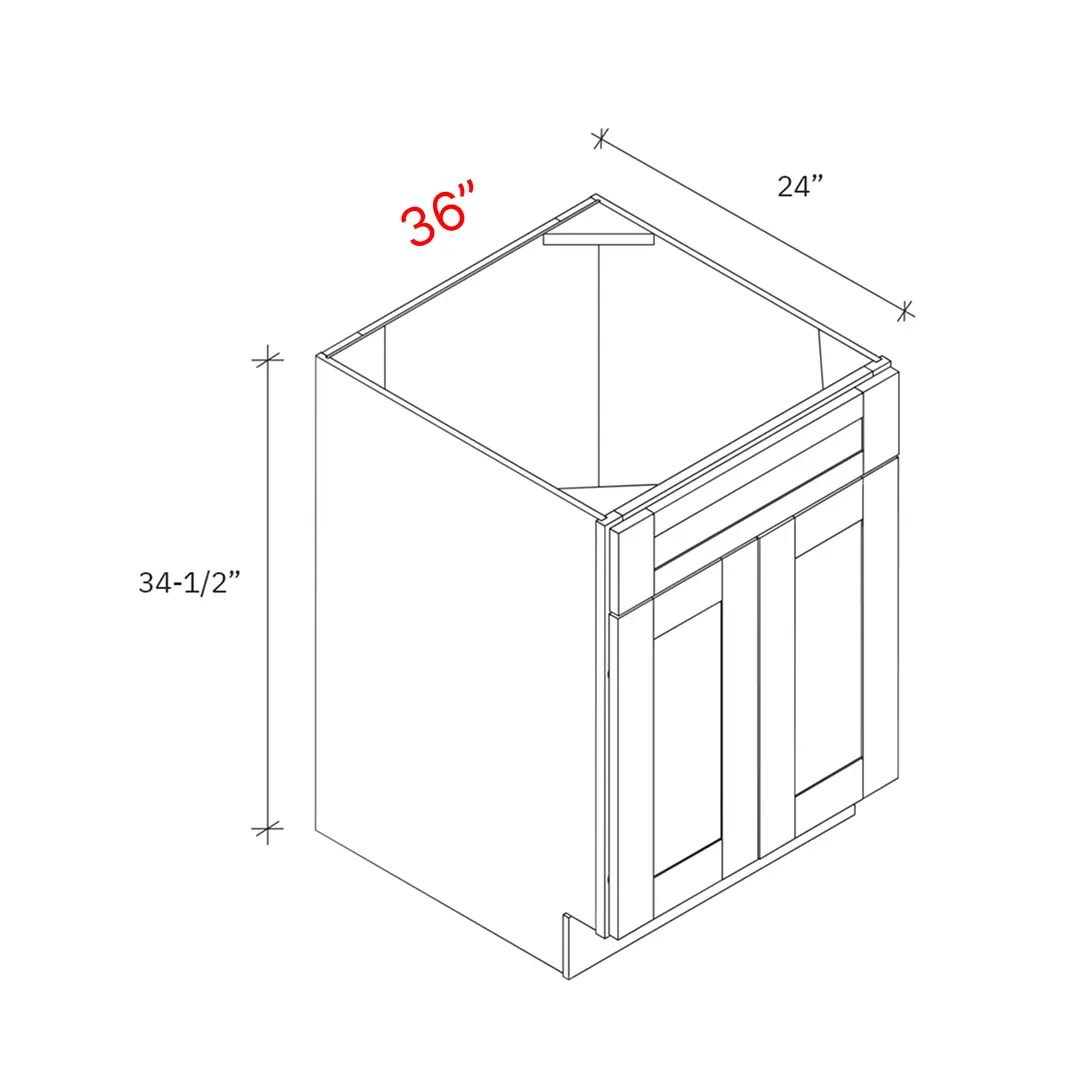Shaker Natural 36_w Sink Base Cabinet