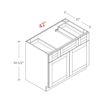 Shaker Natural 42_w Vanity Sink Base - (Two Top Drawers)