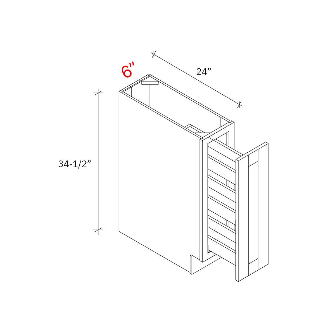 Shaker Natural 6_ Spice Cabinet Pullout - Full Height
