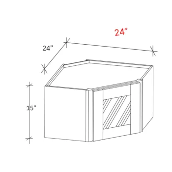 Bevel Blue 24"w X 15"h Clear Glass Door Corner Diagonal Stacker Cabinet (Matching Interior)