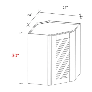Bevel Blue 24"w X 30"h Clear Glass Door Diagonal Corner Wall Cabinet (Matching Interior)