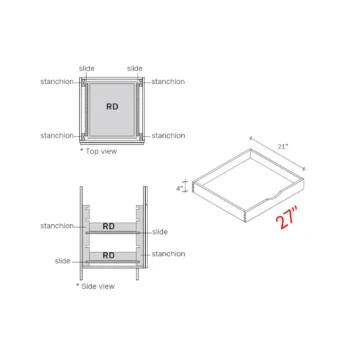 Bevel Blue 27" Roll Out Tray