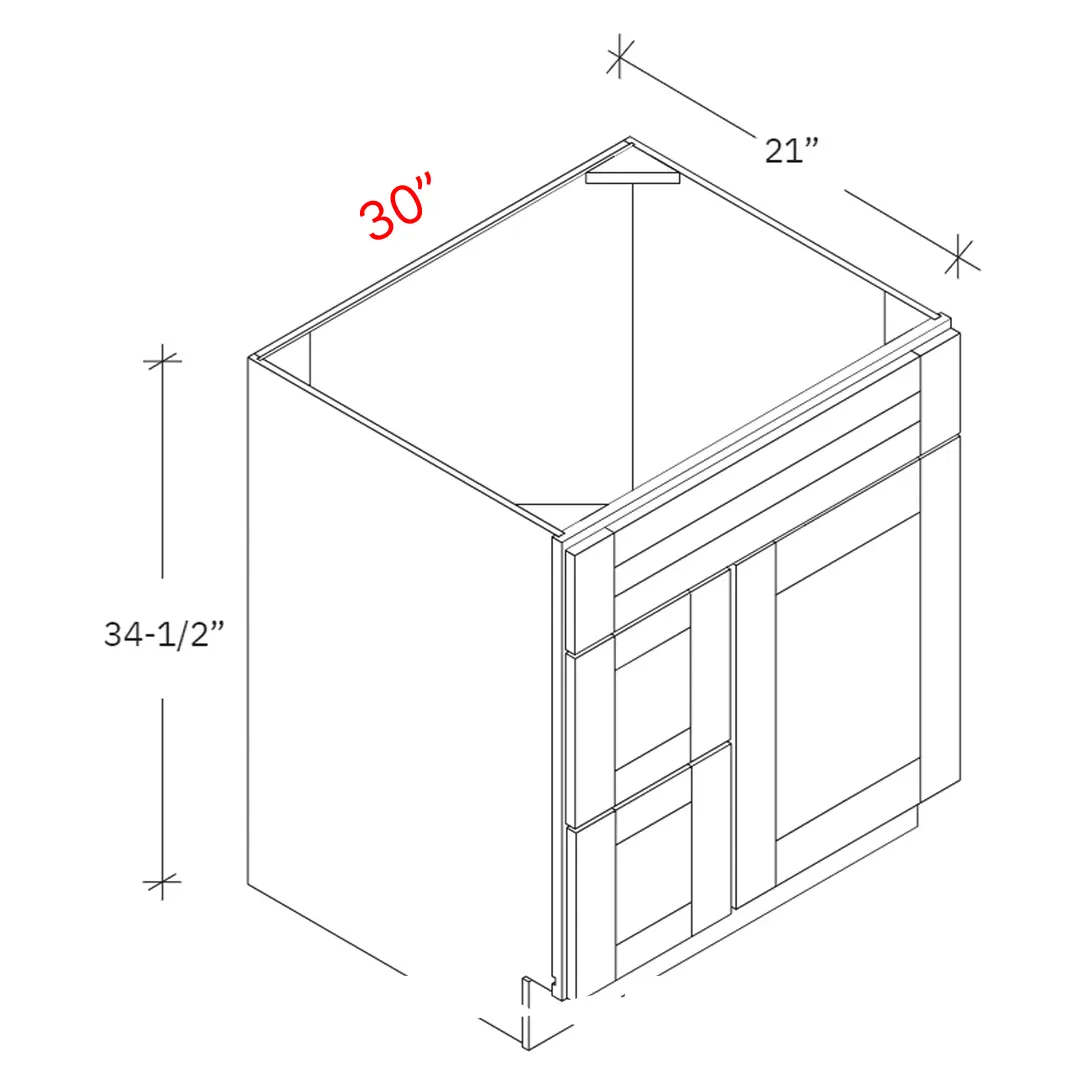 Bevel Blue 30"w Vanity Combo Sink (Drawers Left)