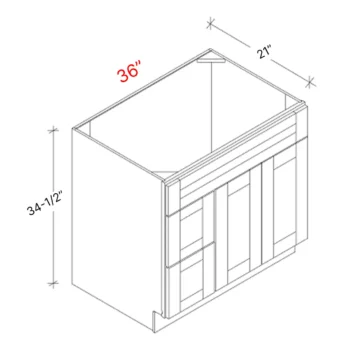 Bevel Blue 36"w Vanity Combo Sink (Drawers Left)