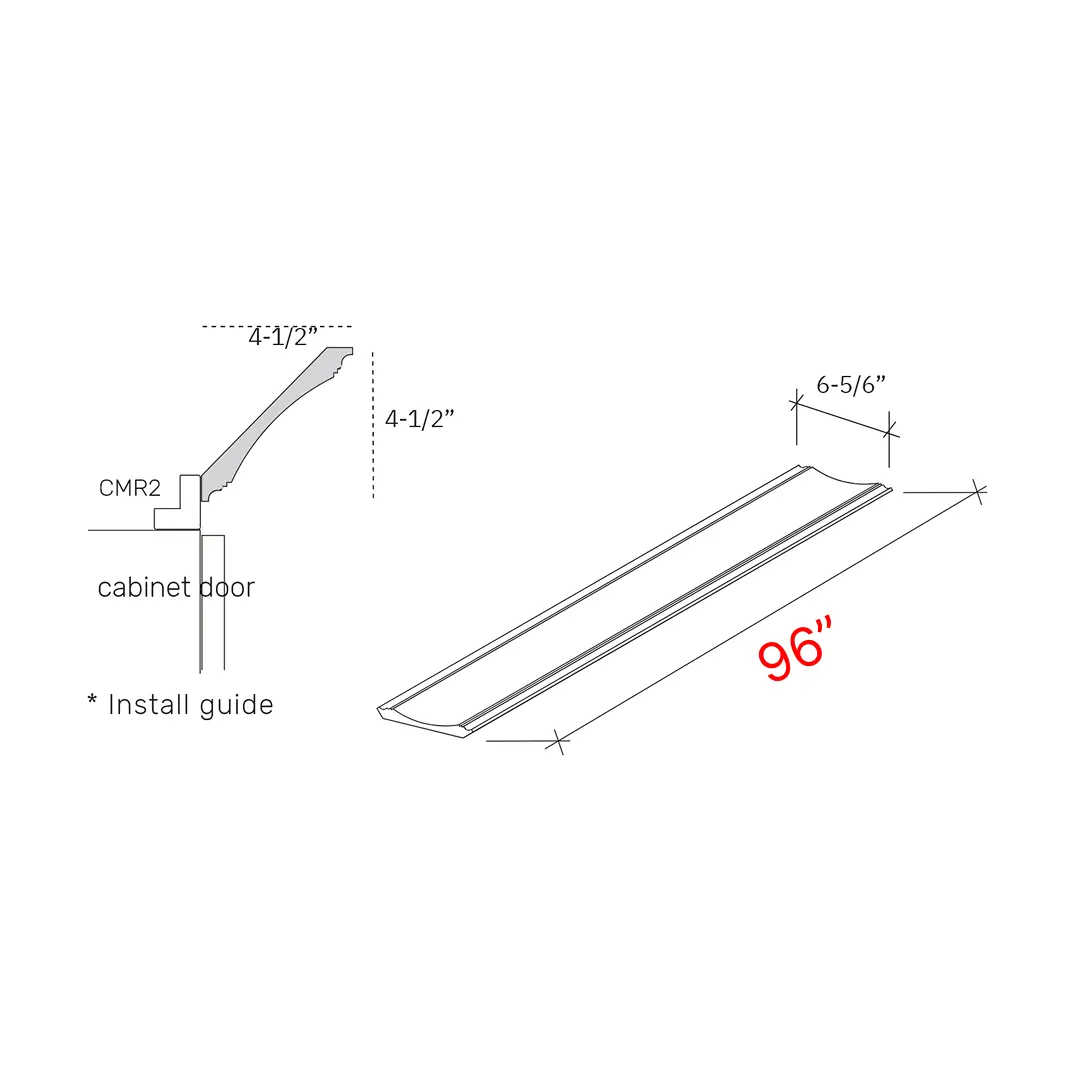 Bevel Blue 96"w Cove Crown Molding - 4 1/2" Finished Height