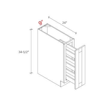 Bevel Blue 9" Spice Cabinet Pullout - Full Height