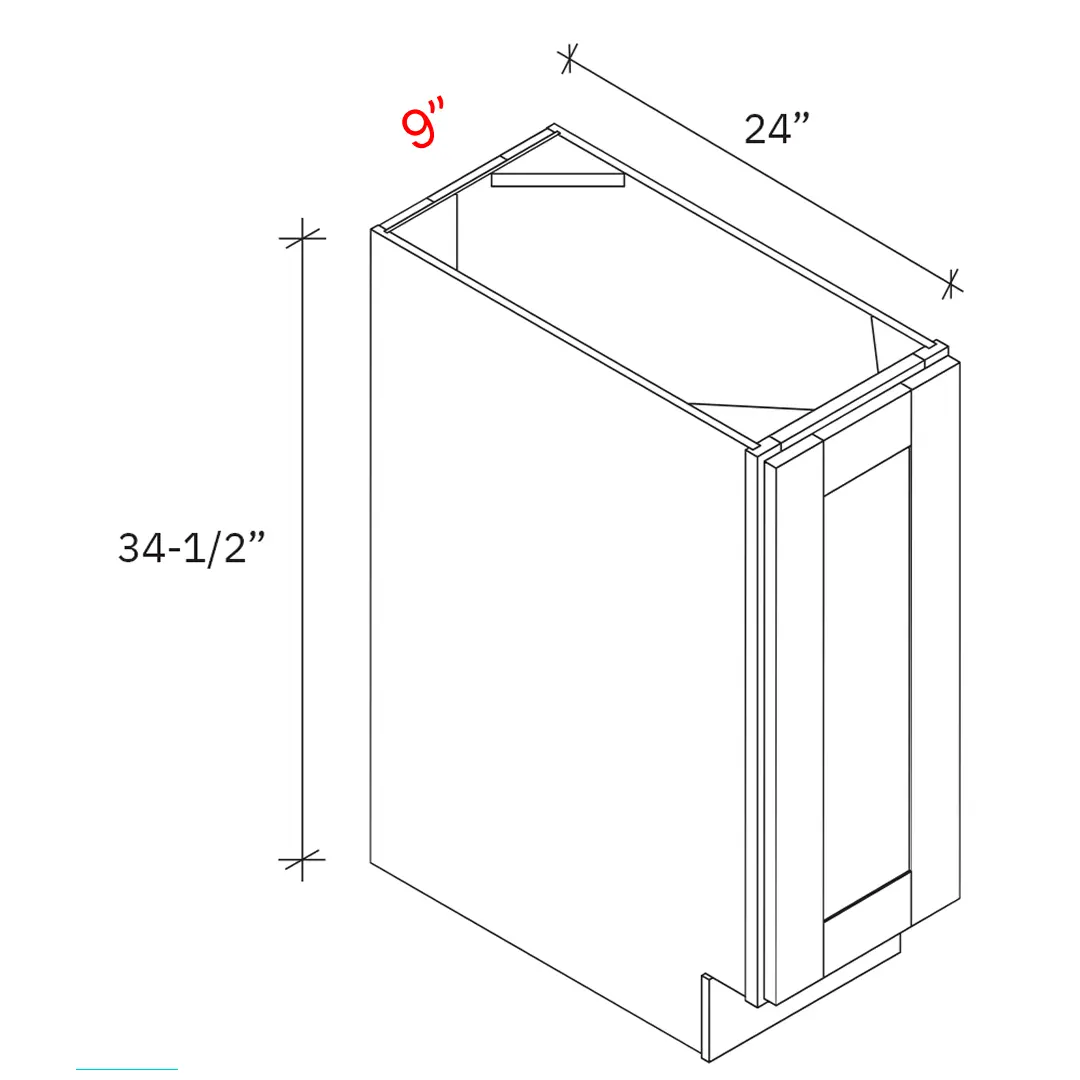 Bevel Blue 9"w Base Cabinet - Full Height