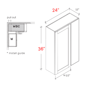 Bevel Green 24"w X 36"h Blind Corner Cabinet