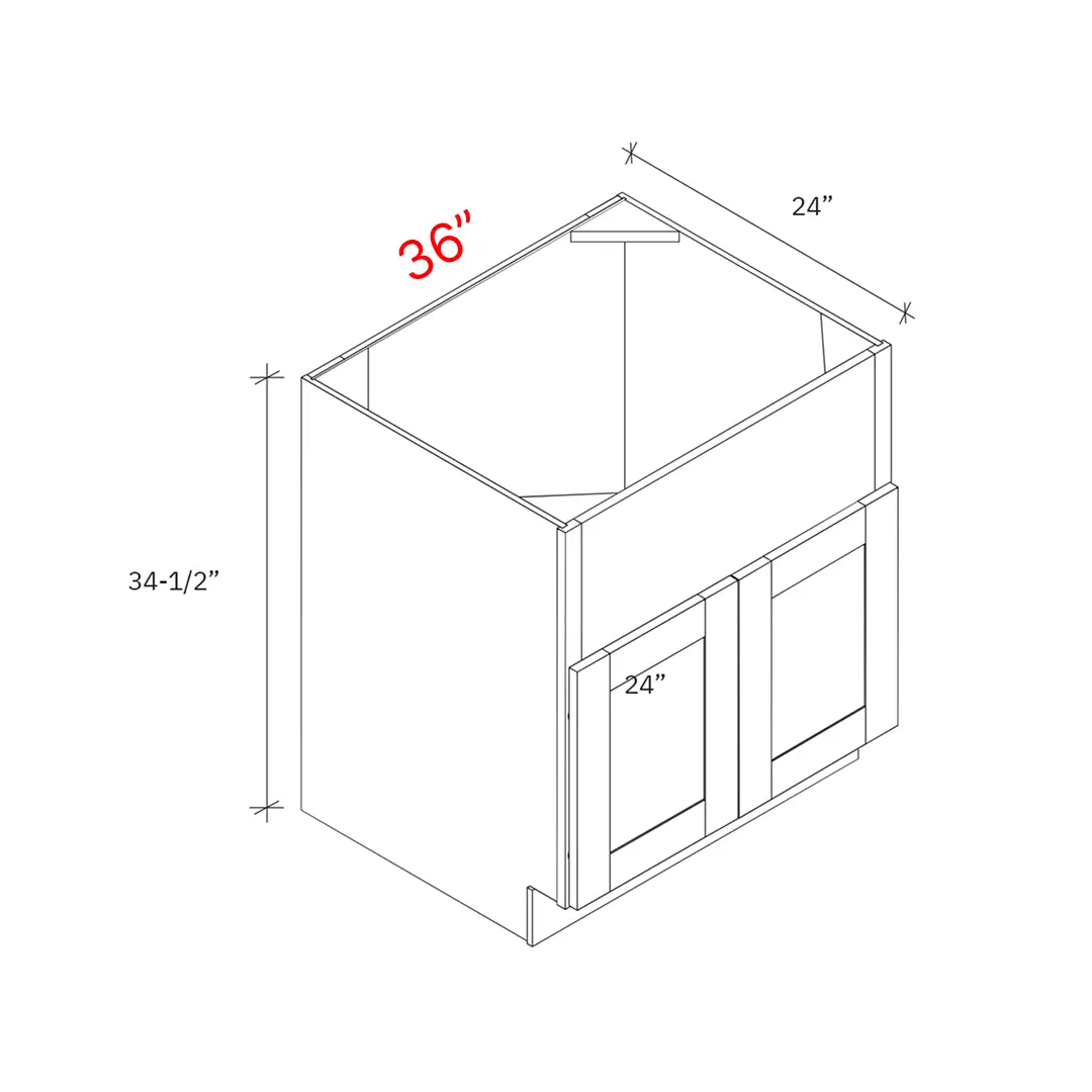 Bevel Green 36"w Farm Sink Base Cabinet (Apron Front - Installer to Modify Cutout)