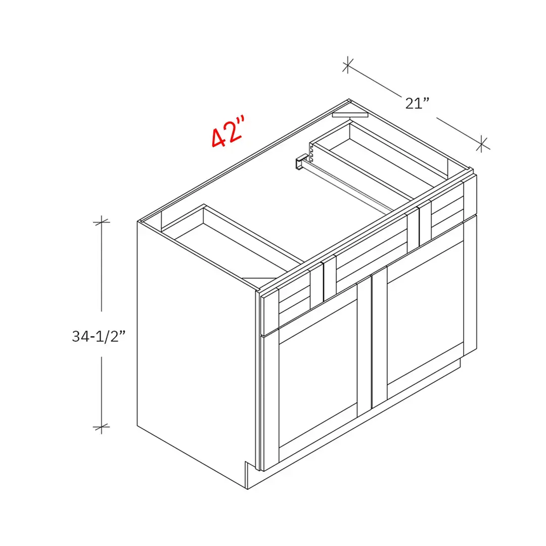 Bevel Green 42"w Vanity Sink Base - (Two Top Drawers)
