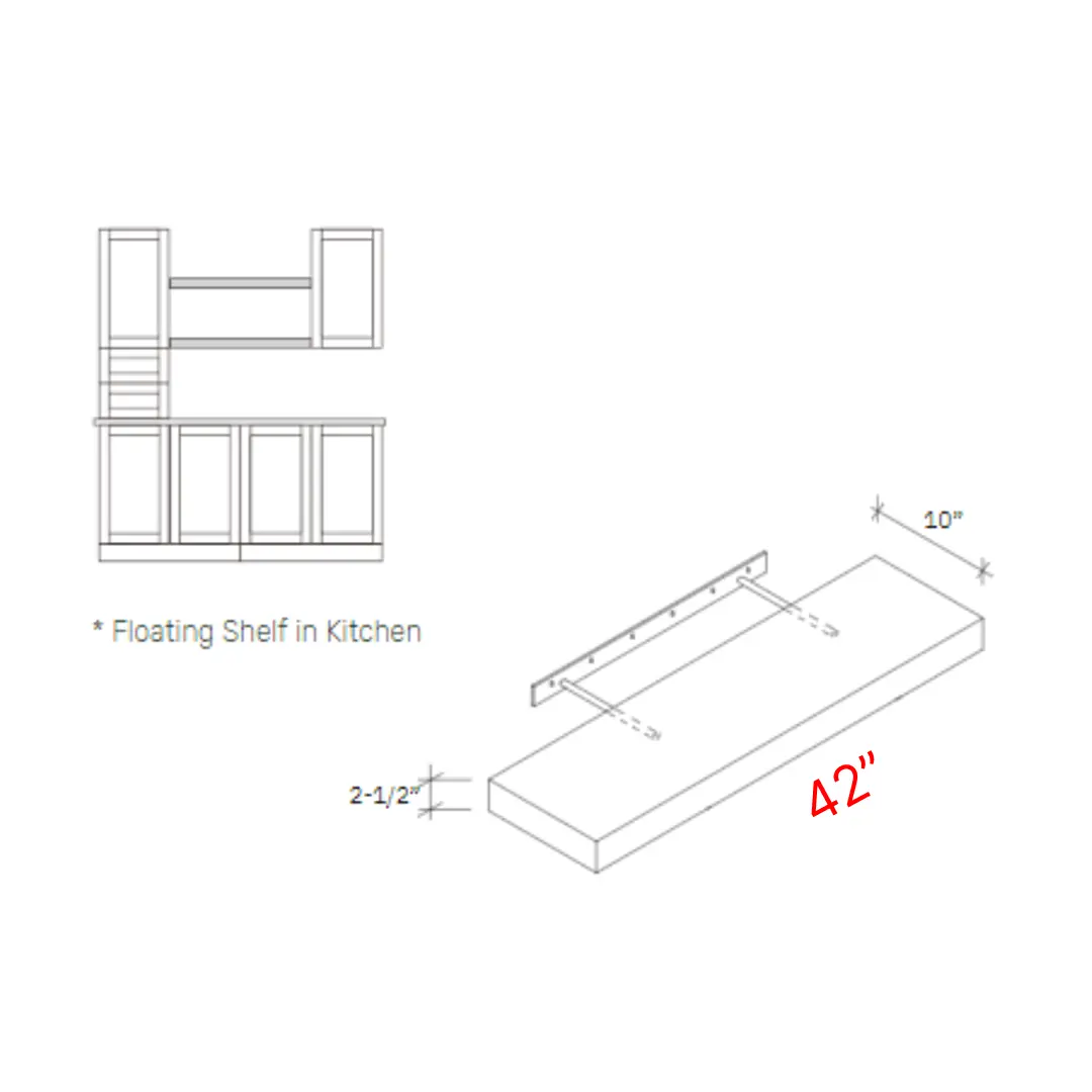 Bevel Green 42"w X 2 1/2"h Finished Floating Shelf