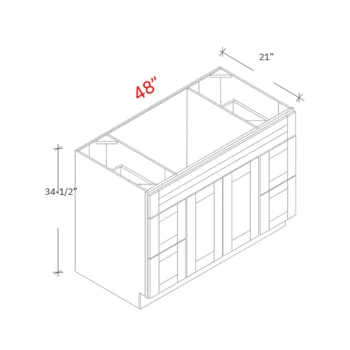 Bevel Green 48"w Vanity Combo Sink (Drawers Left & Right)