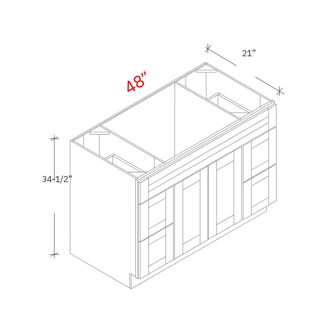 Bevel Green 48"w Vanity Combo Sink (Drawers Left & Right)